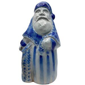 Eldreth Salt Glazed Pottery Old World Santa Blue 2006 Christmas Belsnickle Vtg